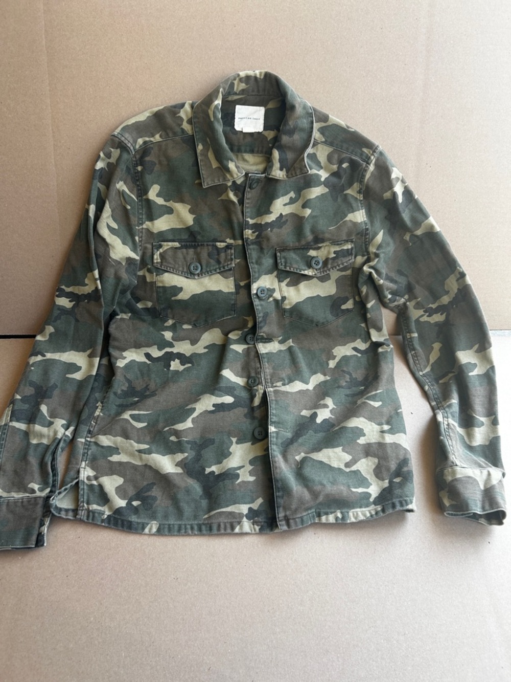 American Eagle Outfitters Men's Camouflage Field Jacket - Olive Green
